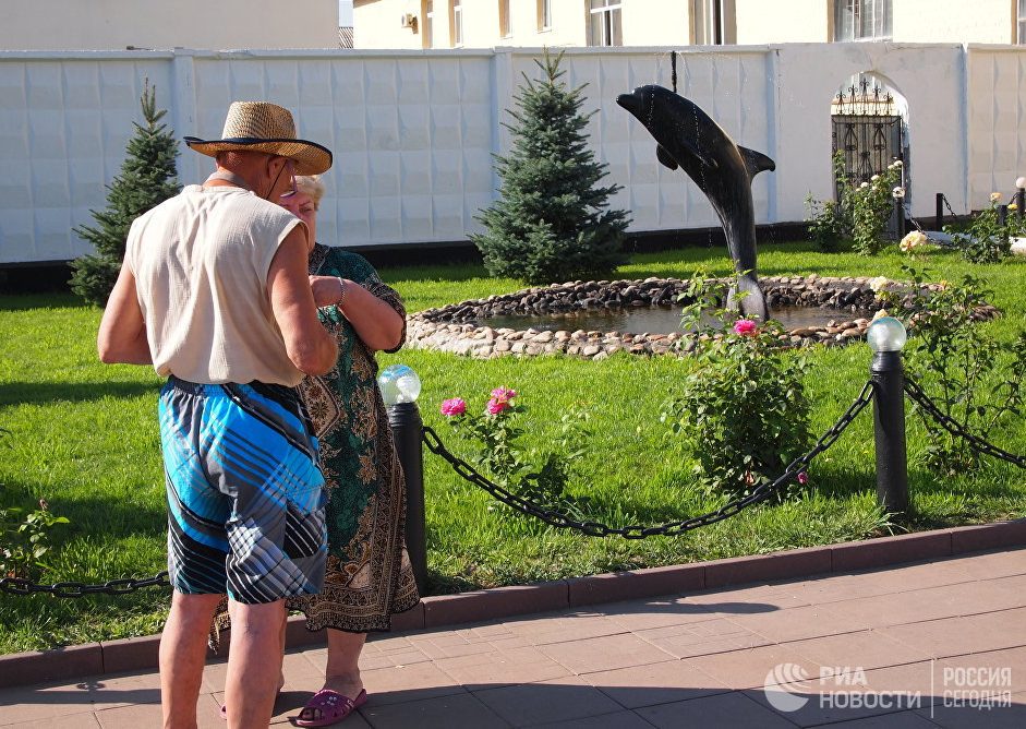 Фонтанчик с черным дельфином фото